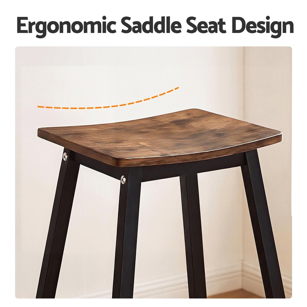 Archie Wooden Counter Stool Backless (Set of 2) Black 64cm