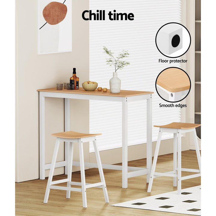 Archie Wooden Counter Stool Backless (Set of 2) White 64cm