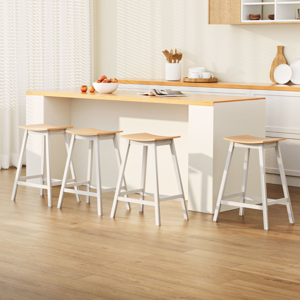 Archie Wooden Counter Stool Backless (Set of 4) White 64cm