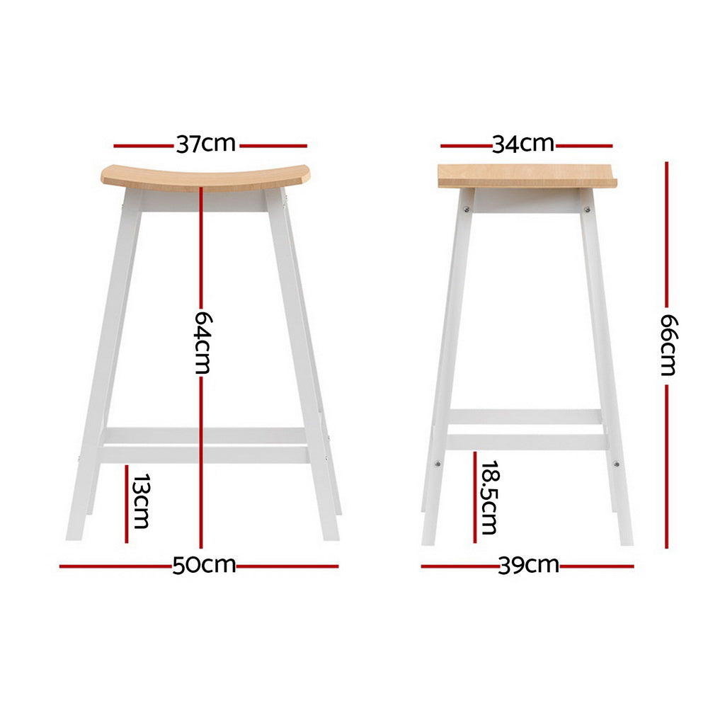 Archie Wooden Counter Stool Backless (Set of 4) White 64cm