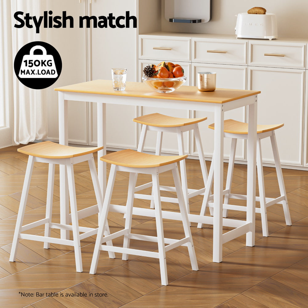 Archie Wooden Counter Stool Backless (Set of 4) White 64cm