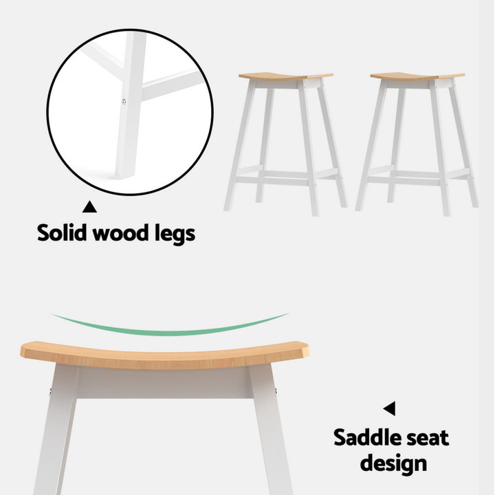 Archie Wooden Counter Stool Backless (Set of 4) White 64cm