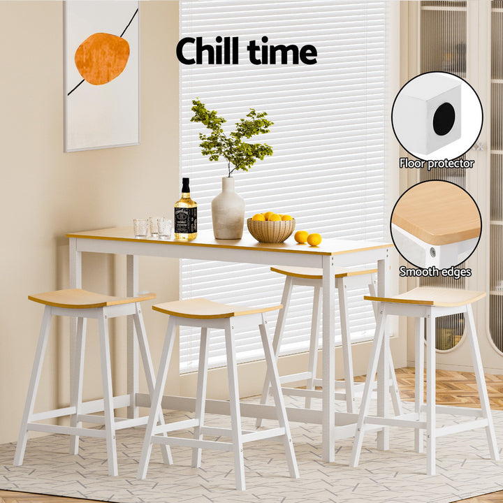 Archie Wooden Counter Stool Backless (Set of 4) White 64cm