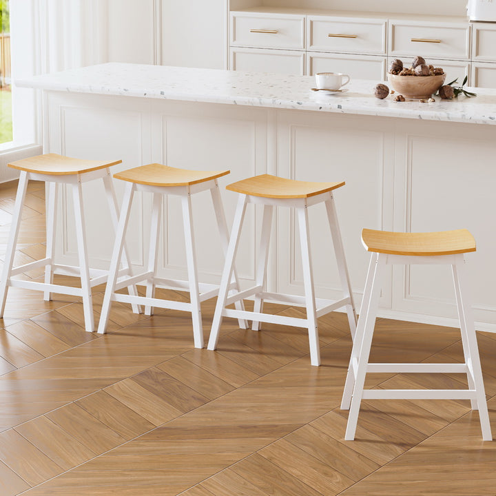 Archie Wooden Counter Stool Backless (Set of 4) White 64cm