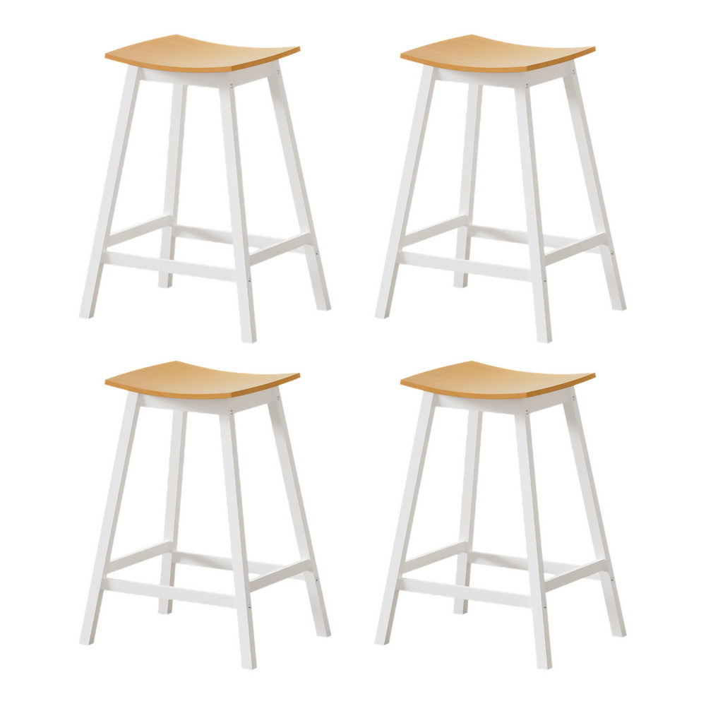 Archie Wooden Counter Stool Backless (Set of 4) White 64cm