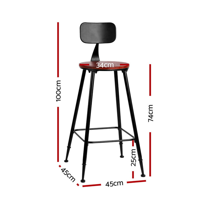 Ash Industrial Bar Stools (Set of 2) Black 74cm