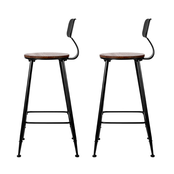 Ash Industrial Bar Stools (Set of 2) Black 74cm