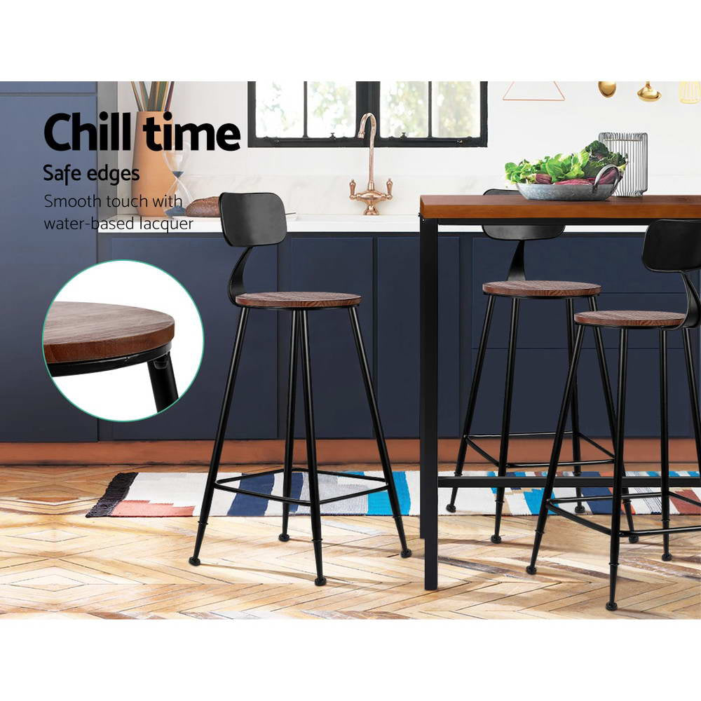Ash Industrial Bar Stools (Set of 2) Black 74cm