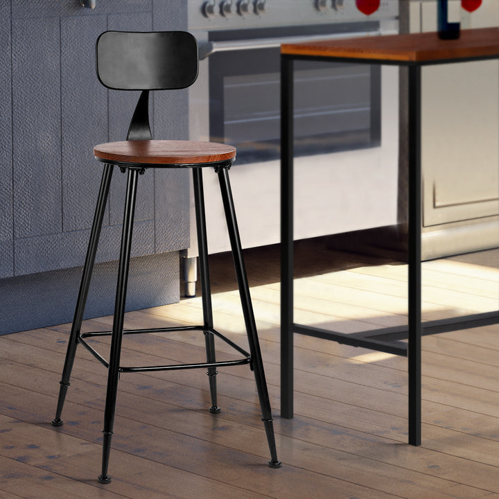 Ash Industrial Bar Stools (Set of 2) Black 74cm