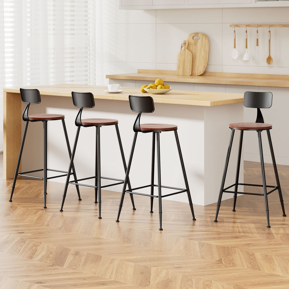 Ash Industrial Bar Stools (Set of 4) Black 74cm