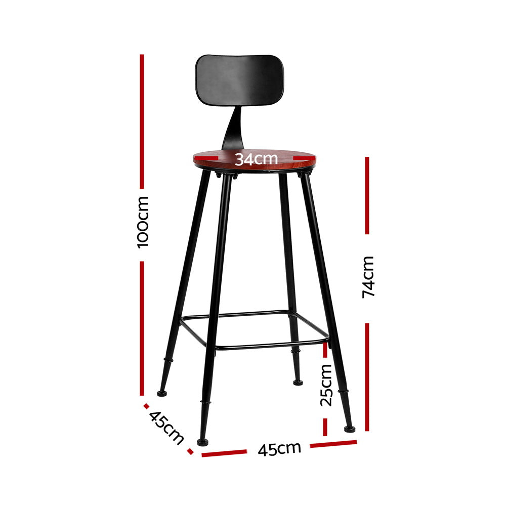 Ash Industrial Bar Stools (Set of 4) Black 74cm