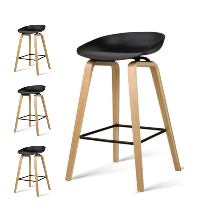 Lexi Wooden Counter Stool Backless (Set of 4) Black 67cm