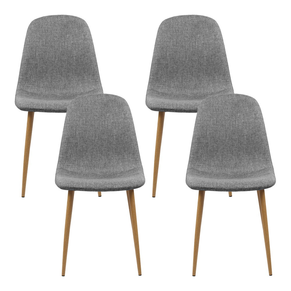 Artiss Linen Fabric Kitchen Dining Chairs (Set of 4) Grey