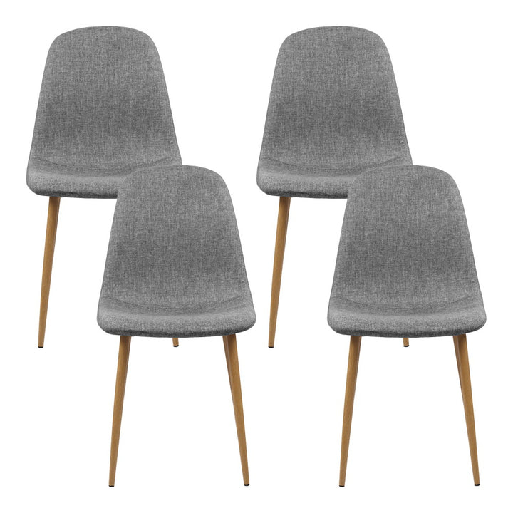 Artiss Linen Fabric Kitchen Dining Chairs (Set of 4) Grey