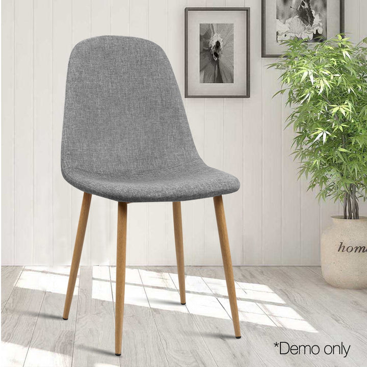 Artiss Linen Fabric Kitchen Dining Chairs (Set of 4) Grey