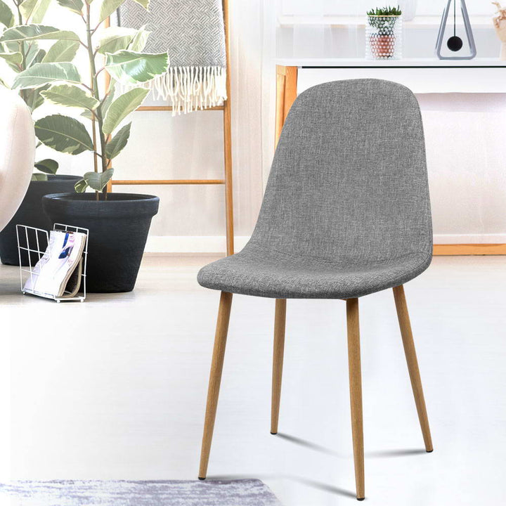 Artiss Linen Fabric Kitchen Dining Chairs (Set of 4) Grey