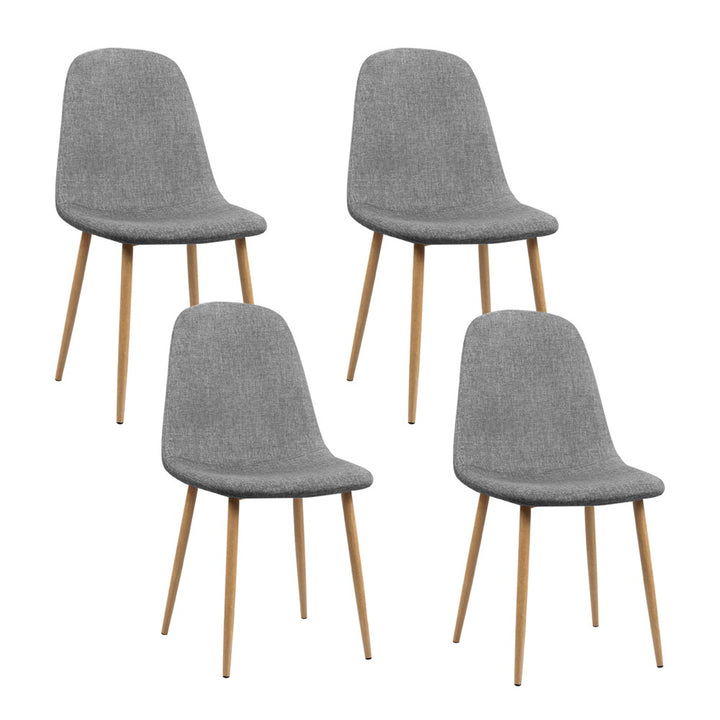 Artiss Linen Fabric Kitchen Dining Chairs (Set of 4) Grey