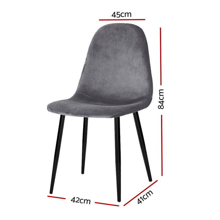 Artiss Velvet Fabric Kitchen Dining Chairs (Set of 4) Grey