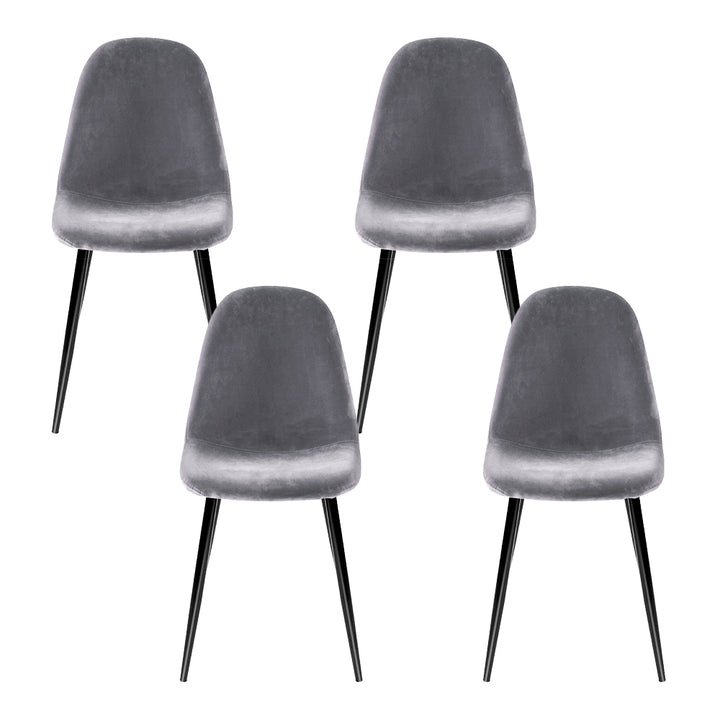 Artiss Velvet Fabric Kitchen Dining Chairs (Set of 4) Grey