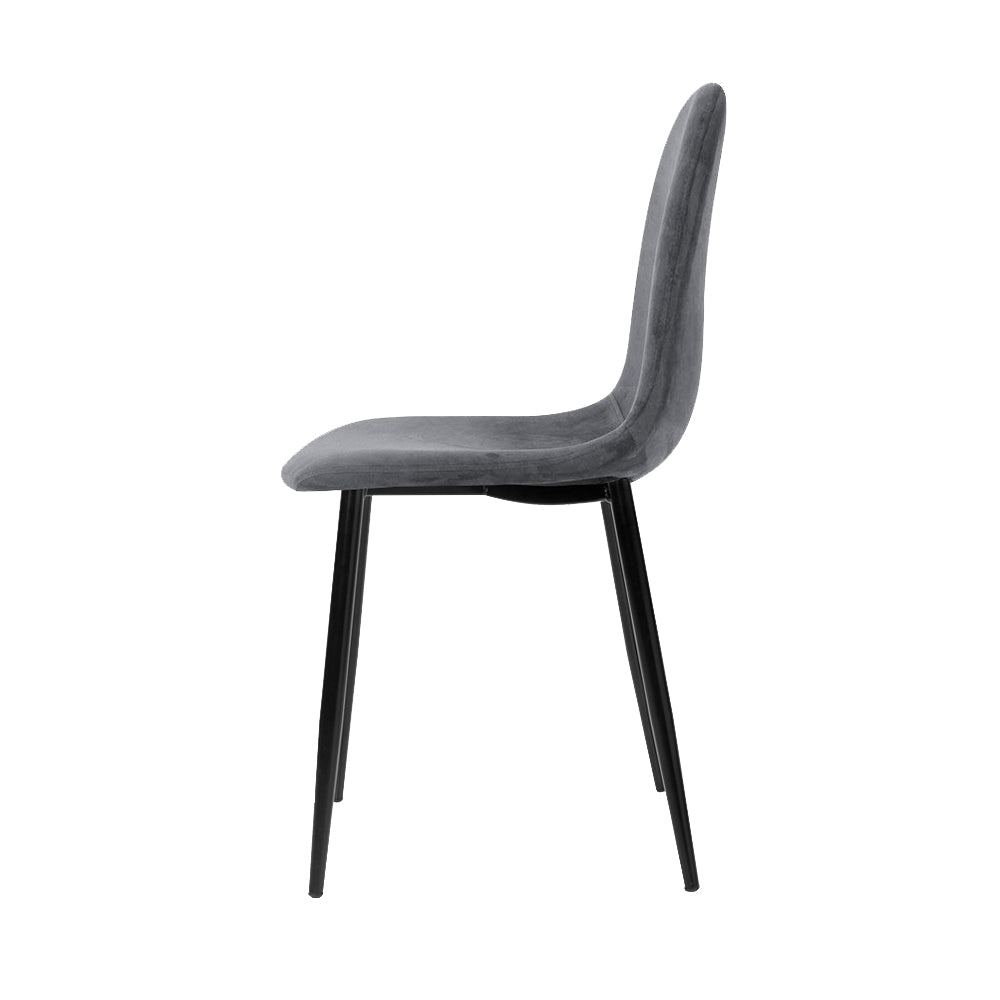 Artiss Velvet Fabric Kitchen Dining Chairs (Set of 4) Grey
