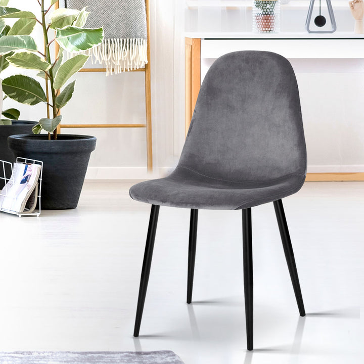 Artiss Velvet Fabric Kitchen Dining Chairs (Set of 4) Grey