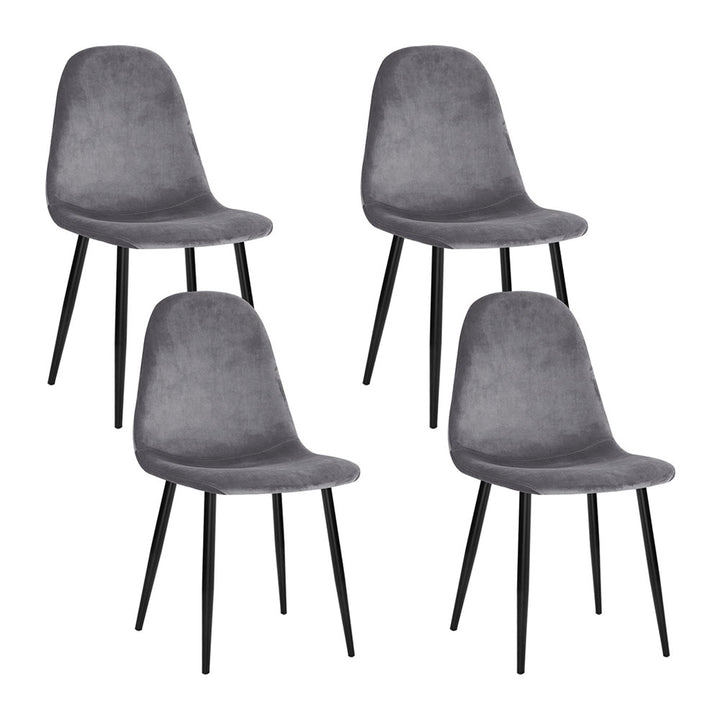 Artiss Velvet Fabric Kitchen Dining Chairs (Set of 4) Grey