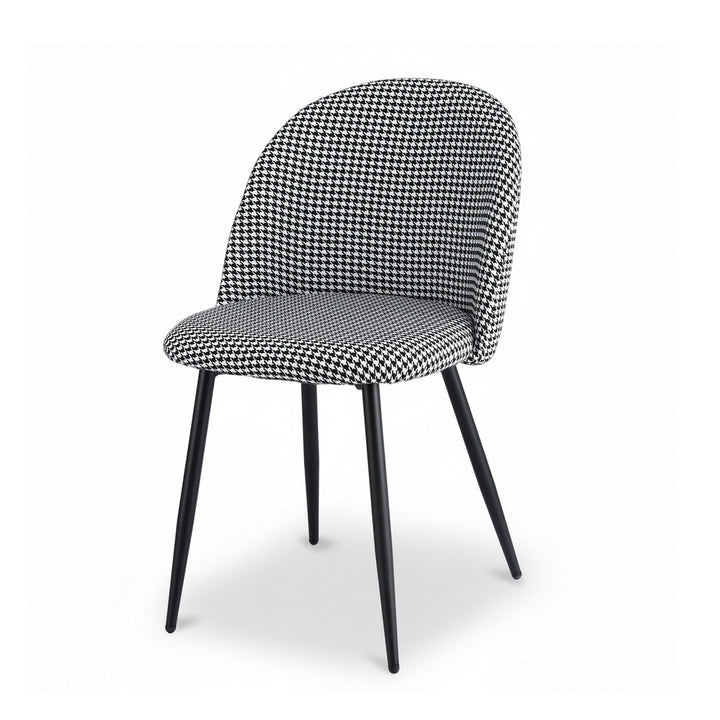 Artiss Fabric Kitchen Dining Chairs Houndstooth (Set of 2) Grey