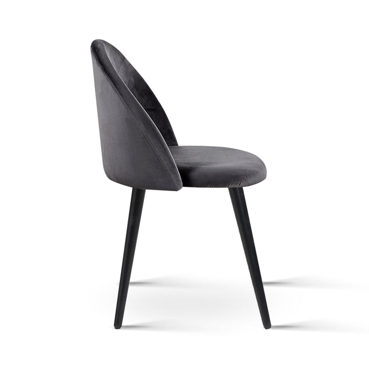 Artiss Velvet Fabric Kitchen Dining Chairs (Set of 2) Dark Grey