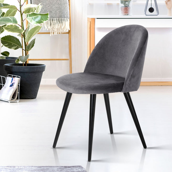 Artiss Velvet Fabric Kitchen Dining Chairs (Set of 2) Dark Grey