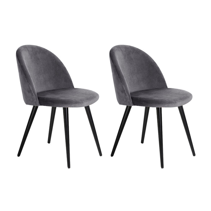 Artiss Velvet Fabric Kitchen Dining Chairs (Set of 2) Dark Grey