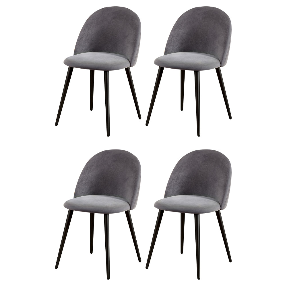 Artiss Velvet Fabric Kitchen Dining Chairs (Set of 4) Dark Grey