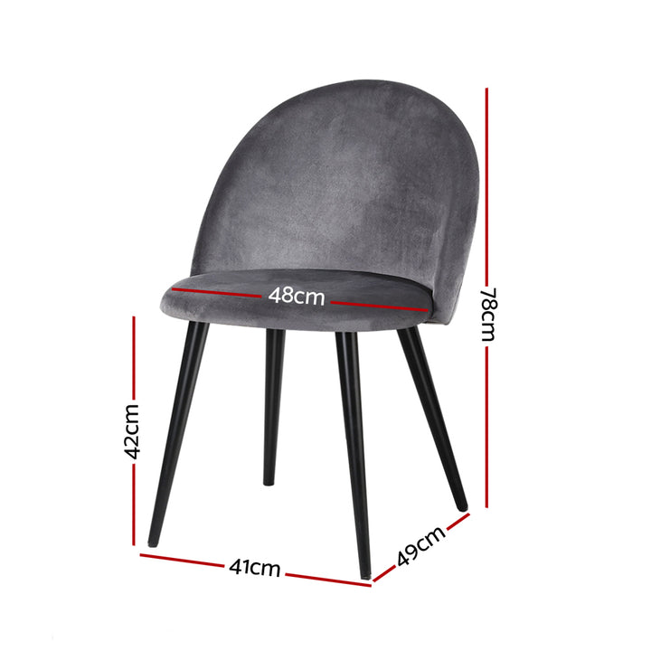 Artiss Velvet Fabric Kitchen Dining Chairs (Set of 4) Dark Grey