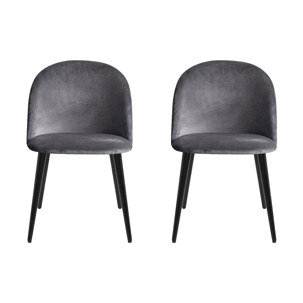 Artiss Velvet Fabric Kitchen Dining Chairs (Set of 4) Dark Grey