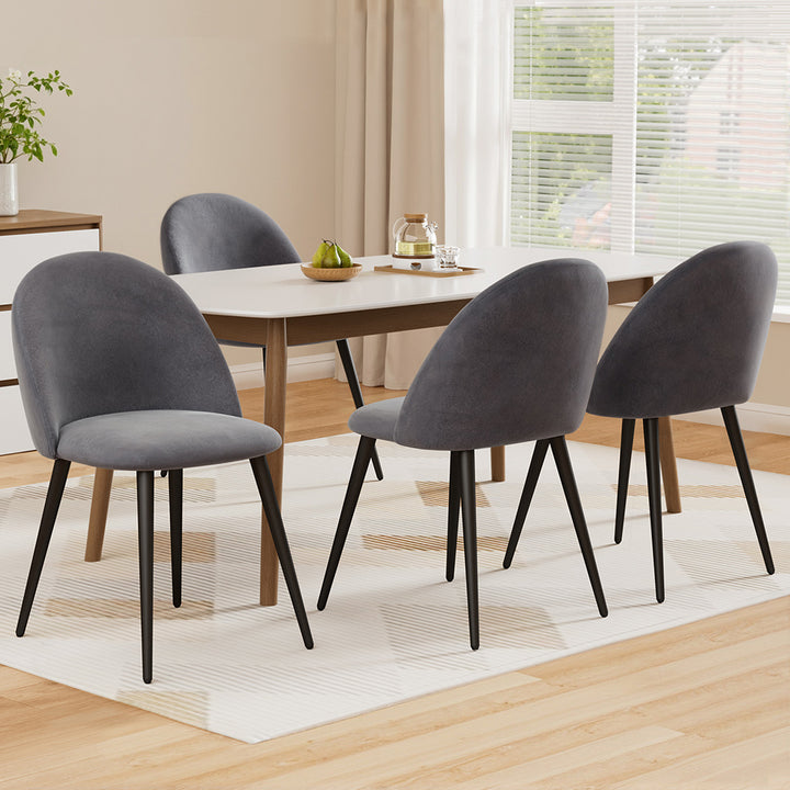 Artiss Velvet Fabric Kitchen Dining Chairs (Set of 4) Dark Grey