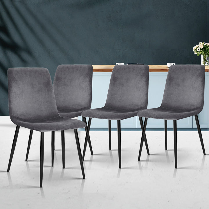 Artiss Velvet Farbic Kitchen Dining Chairs (Set of 4) Grey