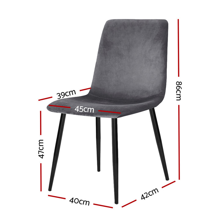 Artiss Velvet Farbic Kitchen Dining Chairs (Set of 4) Grey