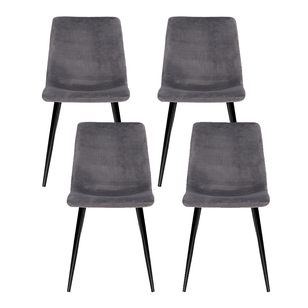 Artiss Velvet Farbic Kitchen Dining Chairs (Set of 4) Grey