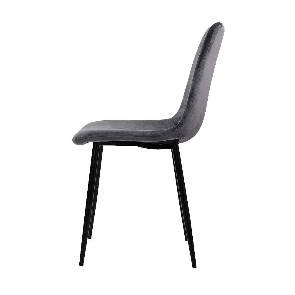 Artiss Velvet Farbic Kitchen Dining Chairs (Set of 4) Grey