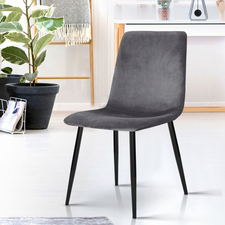 Artiss Velvet Farbic Kitchen Dining Chairs (Set of 4) Grey