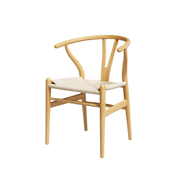 Artiss Wooden Kitchen Dining Chair Wishbone Natural