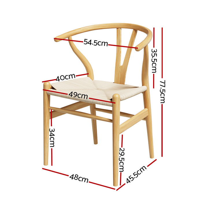 Artiss Wooden Kitchen Dining Chair Wishbone Natural