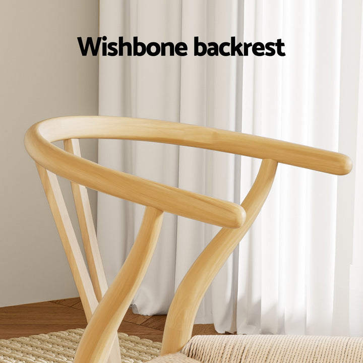 Artiss Wooden Kitchen Dining Chair Wishbone Natural