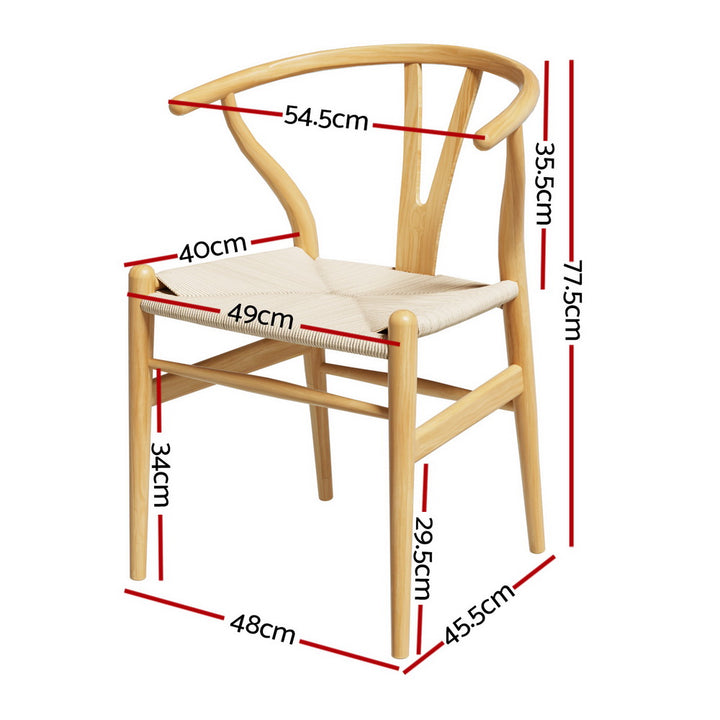 Artiss Wooden Kitchen Dining Chairs Wishbone (Set of 2) Natural