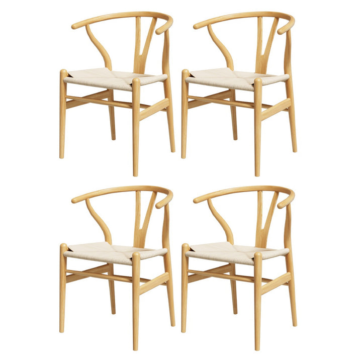 Artiss Wooden Kitchen Dining Chairs Wishbone (Set of 4) Natural