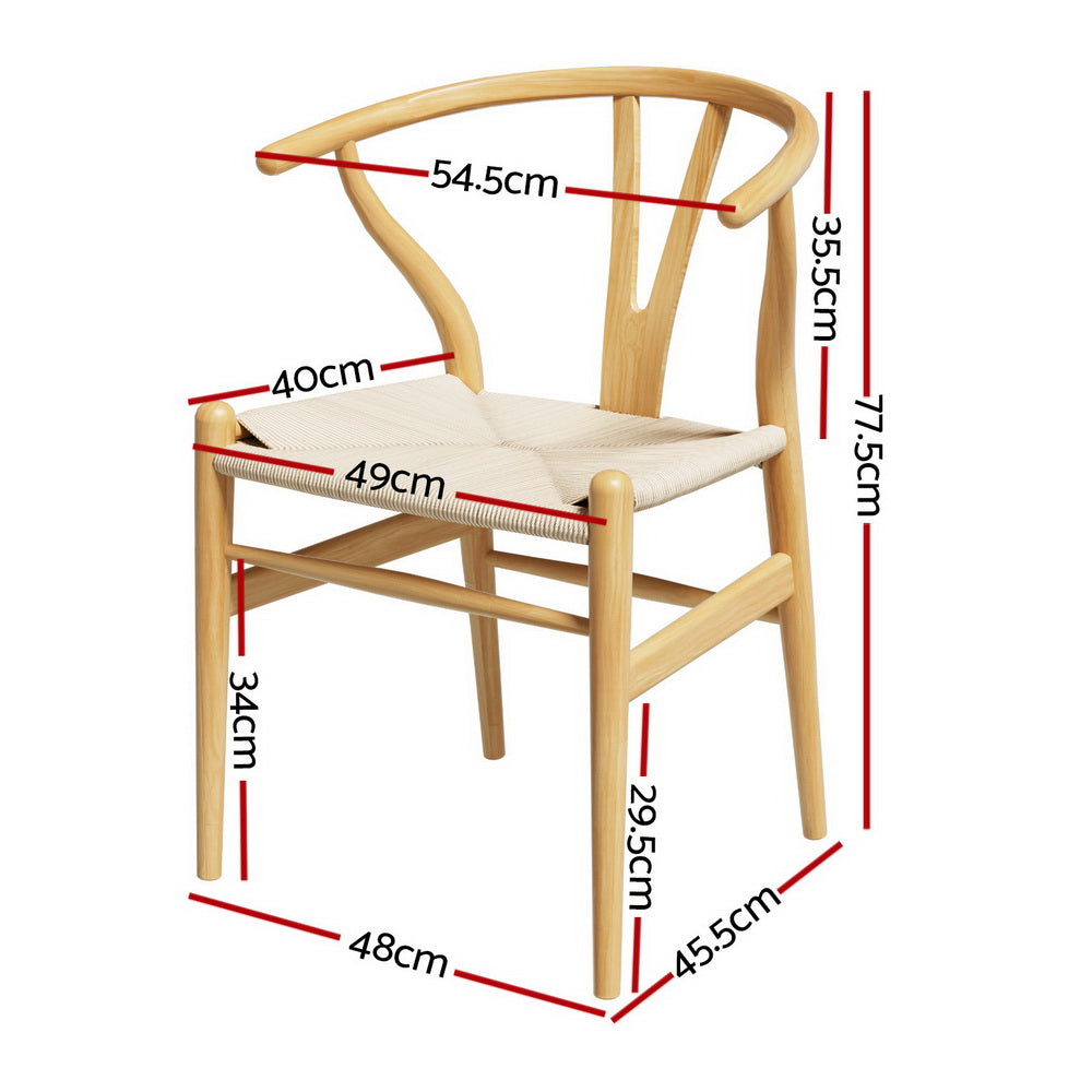 Artiss Wooden Kitchen Dining Chairs Wishbone (Set of 4) Natural