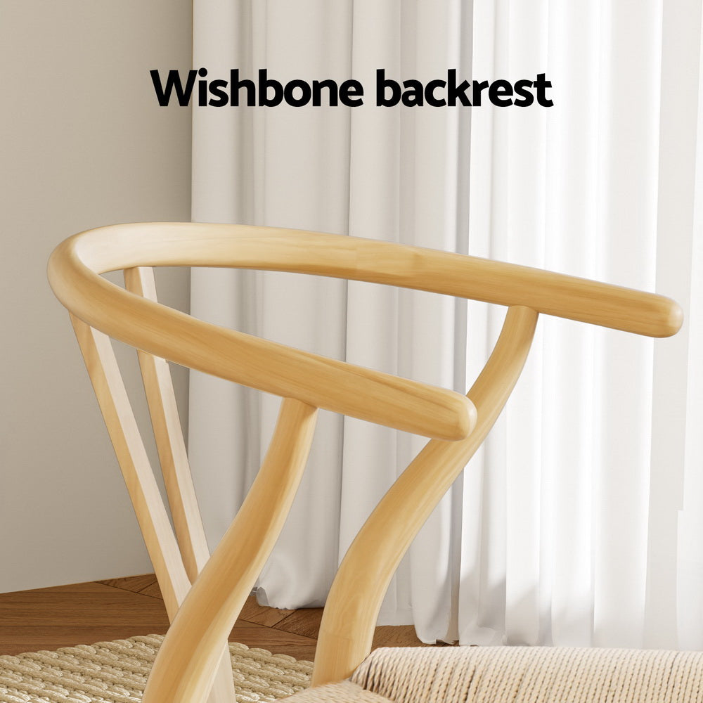 Artiss Wooden Kitchen Dining Chairs Wishbone (Set of 4) Natural