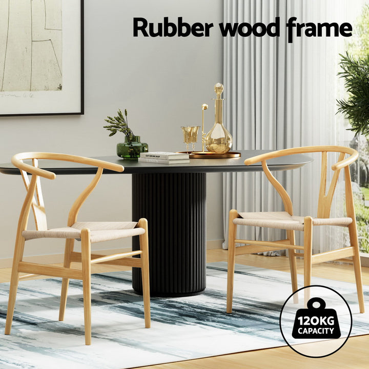 Artiss Wooden Kitchen Dining Chairs Wishbone (Set of 6) Natural