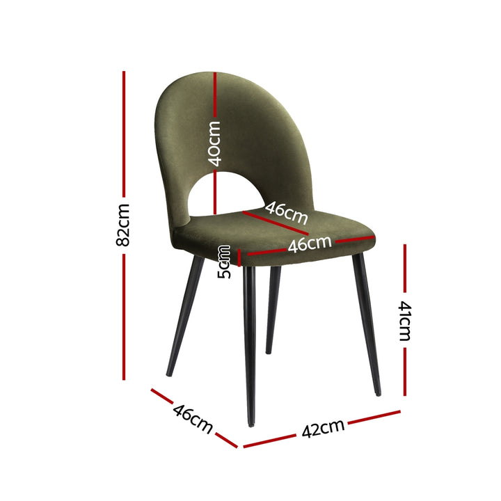 Artiss Velvet Fabric Kitchen Dining Chairs (Set of 2) Olive Green