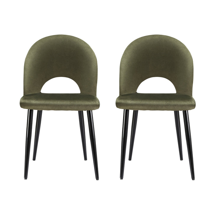 Artiss Velvet Fabric Kitchen Dining Chairs (Set of 2) Olive Green