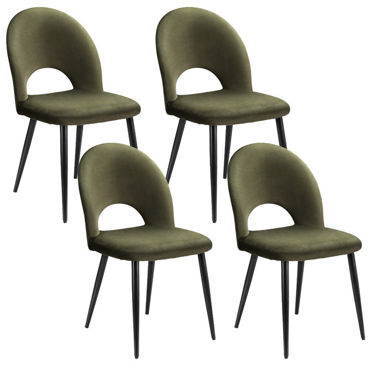 Artiss Velvet Fabric Kitchen Dining Chairs (Set of 4) Olive Green